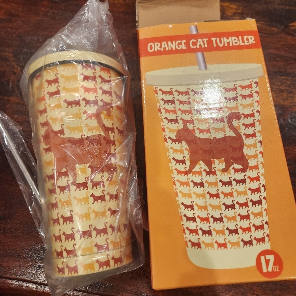 Orange Cat Tumbler 17oz